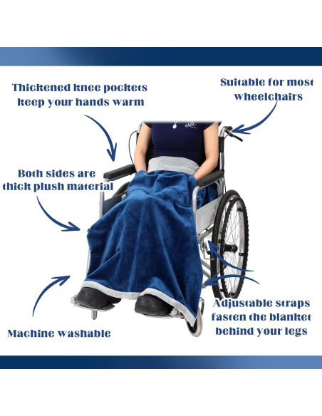 Manta para Silla de Ruedas Newwiee Terciopelo Azul Marino 107x91cm Manta para Silla de Ruedas Newwiee Terciopelo Azul Marino 107x91cm