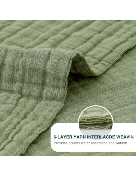 Manta de Muselina Cabaña del Amor Reina 100% Algodón Verde Salvia Manta de Muselina Cabaña del Amor Reina 100% Algodón Verde Salvia