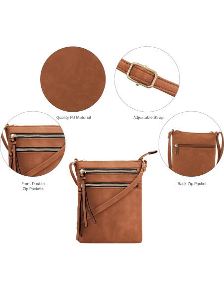 Bolsa de Hombro DELUXITY Cognac | Cuero Vegano | Mediana Bolsa de Hombro DELUXITY Cognac | Cuero Vegano | Mediana