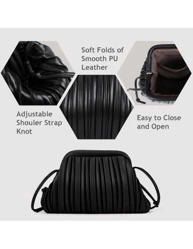 Bolso de Mano Glitzall Negro con Correa Desmontable 28x19cm