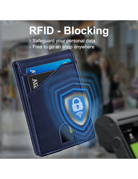 Billetera delgada para hombres MIYOZI con clip y bloqueo RFID Billetera delgada para hombres MIYOZI con clip y bloqueo RFID