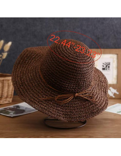 Sombrero de Paja Ancho para Mujer Plegable Verano 57-59 cm 2