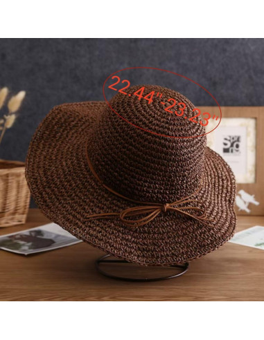 Sombrero de Paja Ancho para Mujer Plegable Verano 57-59 cm