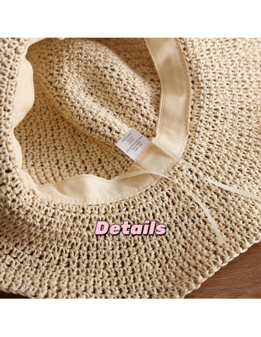 Sombrero de Paja Ancho para Mujer Plegable Verano 57-59 cm