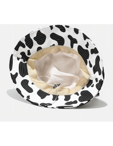 Sombrero de Cubo Estampado de Vaca con Orejas de Cuerno