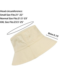 Sombrero de Cubo XXL Zylioo 100% Algodón Ajustable Beige 2