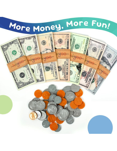 Conjunto de Dinero de Juego Realista para Niños - 304 Billetes y 80 Tarjetas
