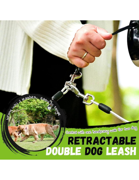 Correa Retráctil Doble para Perros EXPAWLORER 4.88m Resistente Correa Retráctil Doble para Perros EXPAWLORER 4.88m Resistente
