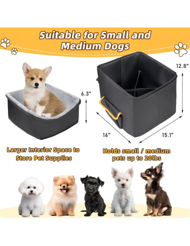 Asiento Elevado para Perros JJRING 40.6x38.1x33cm Negro