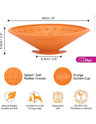 LICKIMAT Splash Cuenco Lento Naranja 18.8cm para Perros
