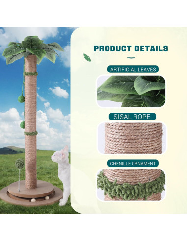 Poste Rascador para Gatos Aplatho 84.3 cm con Cuerda de Sisal