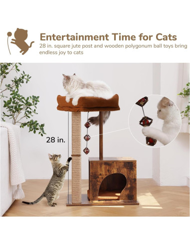 Poste Rascador para Gatos FUKUMARU 74cm Madera Retro