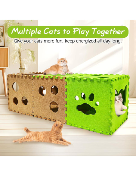 Túnel de Juego para Gatos Apatal 14 Pcs DIY Plegable 90x30x30cm Túnel de Juego para Gatos Apatal 14 Pcs DIY Plegable 90x30x30cm