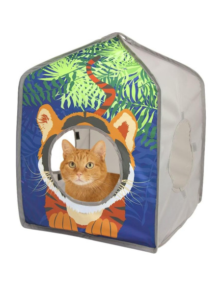 Cubo de Gato Pop Up Kitty City Safari Jungle 39x39x61cm Cubo de Gato Pop Up Kitty City Safari Jungle 39x39x61cm
