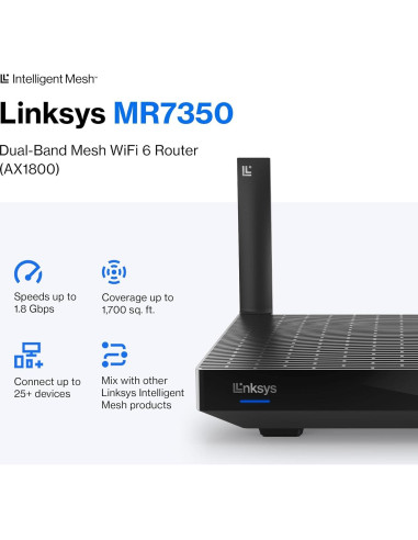 Router Linksys MR7350 Mesh Wi-Fi 6 Doble Banda 1589 m 25+ Dispositivos