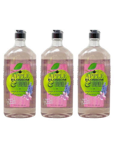 Gel de Ducha Bath and Body Works Flor de Manzana y Lavanda - 3 x 295 mL