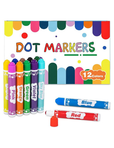 Marcadores de Puntos DOSEWART 12 Colores Lavables para Niños