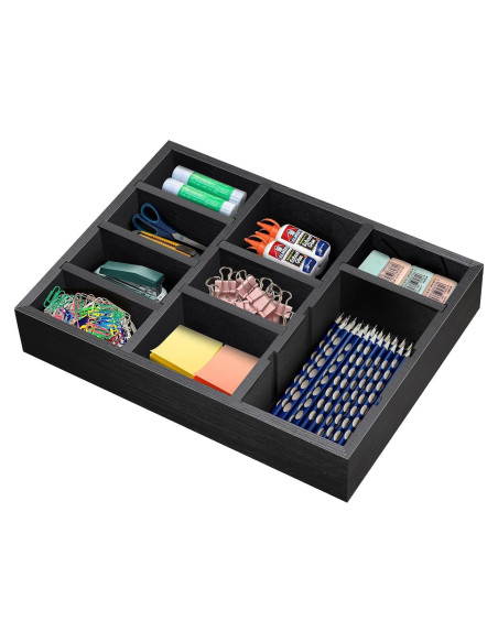 Organizador de Cajón TEESSFROOD de Madera Ajustable Negro Organizador de Cajón TEESSFROOD de Madera Ajustable Negro