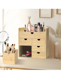 Organizador de Escritorio de Bambú SeekElegant con 3 Cajones 2