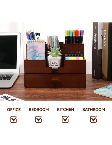 Organizador de Escritorio de Bambú Charmlife 3 Niveles 25.4x17.8x14.5 cm
