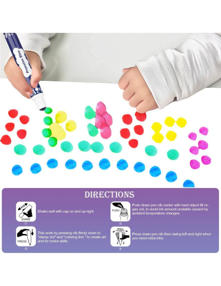 Marcadores de Puntos DOSEWART 12 Colores Lavables para Niños Marcadores de Puntos DOSEWART 12 Colores Lavables para Niños