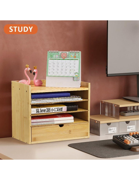 Organizador de Escritorio de Bambú KKTONER 5 Niveles Natural Organizador de Escritorio de Bambú KKTONER 5 Niveles Natural
