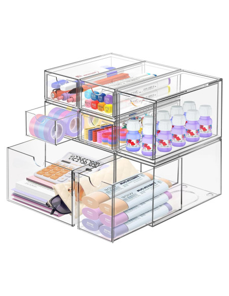 Organizador de Escritorio FODIENS 7 Cajones Acrílico Transparente