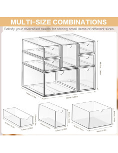 Organizador de Escritorio FODIENS 7 Cajones Acrílico Transparente 2