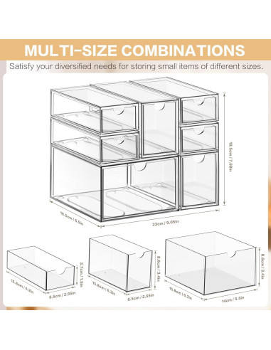 Organizador de Escritorio FODIENS 7 Cajones Acrílico Transparente