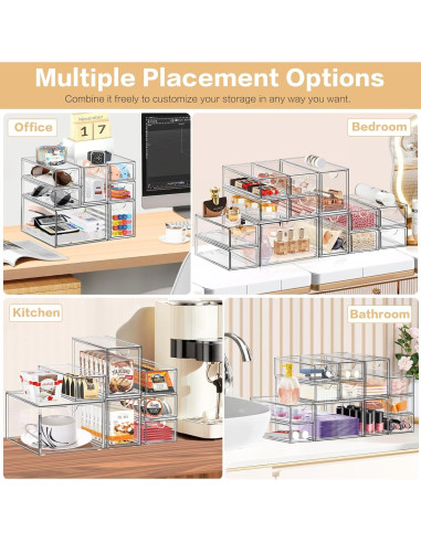 Organizador de Escritorio FODIENS 7 Cajones Acrílico Transparente