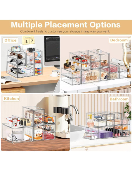 Organizador de Escritorio FODIENS 7 Cajones Acrílico Transparente