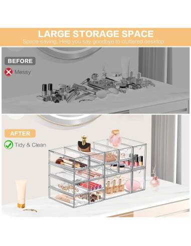 Organizador de Escritorio FODIENS 7 Cajones Acrílico Transparente