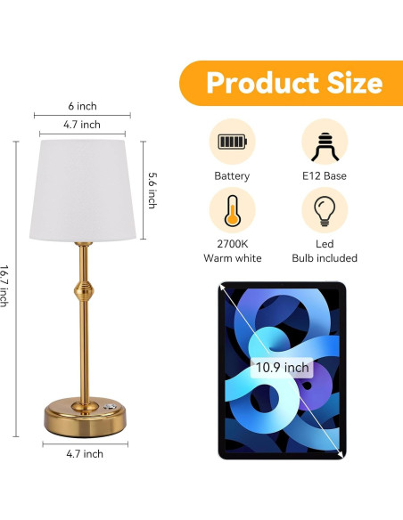 Lámpara de Mesa LED Inalámbrica KOZEOTA BTL001 4000mAh Bronce Lámpara de Mesa LED Inalámbrica KOZEOTA BTL001 4000mAh Bronce