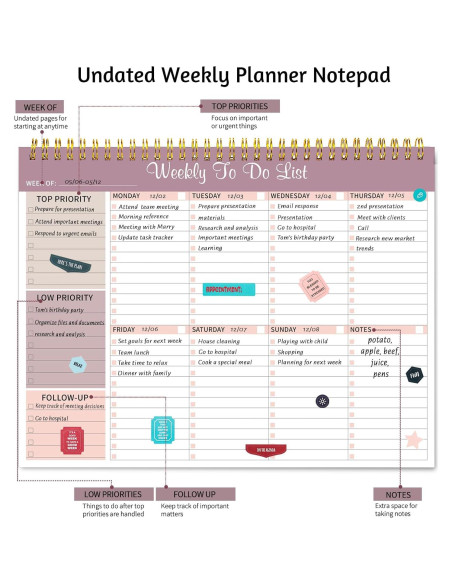Planificador Semanal Thboxes Lila 21.6x27.9cm 52 Hojas Planificador Semanal Thboxes Lila 21.6x27.9cm 52 Hojas