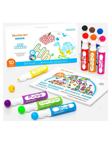 Marcadores de Puntos Shuttle Art 10 Colores Lavables No Tóxicos