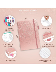 Planificador Legend Diario A5 No Datado 3 Meses Oro Rosa 2