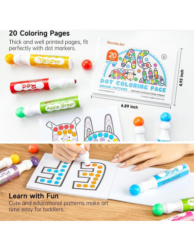 Marcadores de Puntos Shuttle Art 10 Colores Lavables No Tóxicos