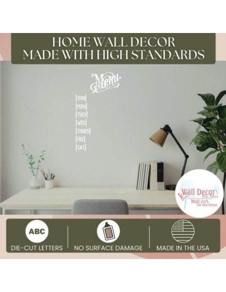 Calcomanía de Pared Menú Días de la Semana Decoración Blanca Calcomanía de Pared Menú Días de la Semana Decoración Blanca