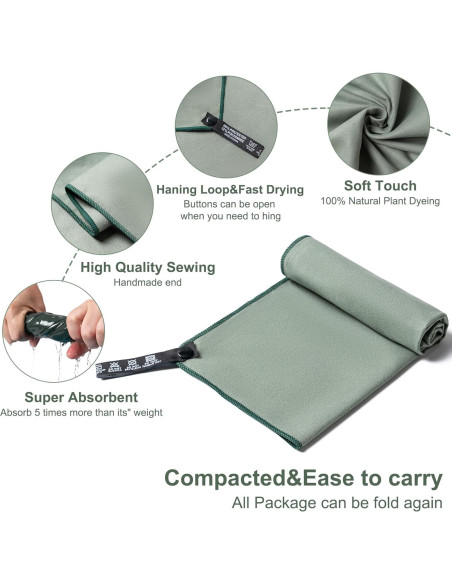 Toalla de Microfibra Aegero 2 Piezas Secado Rápido Verde Militar Toalla de Microfibra Aegero 2 Piezas Secado Rápido Verde Militar
