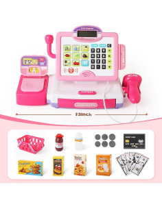 Caja Registradora Rosa con Calculadora para Niños 3-8 Años 2