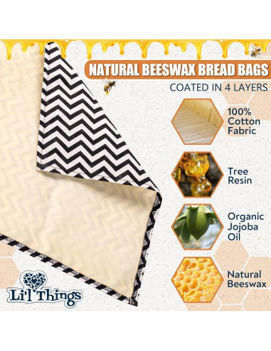 Juego de Bolsas de Pan de Cera de Abeja Li'l Things - 33x33cm y 38x23cm