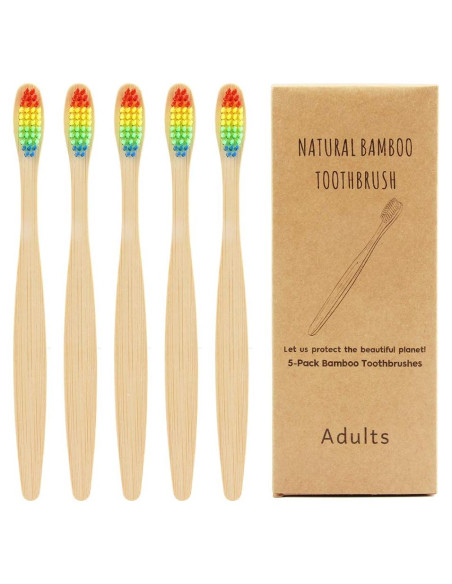 Lote de 5 cepillos de dientes de bambú Blite biodegradables Lote de 5 cepillos de dientes de bambú Blite biodegradables