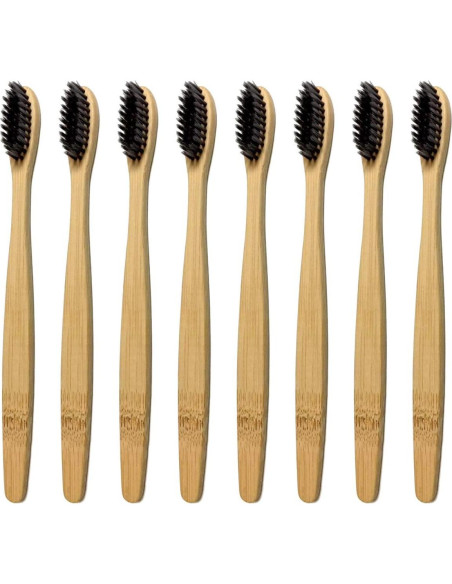 Cepillo de Dientes de Bambú Barebu - 8 Unidades Suaves Negro Cepillo de Dientes de Bambú Barebu - 8 Unidades Suaves Negro
