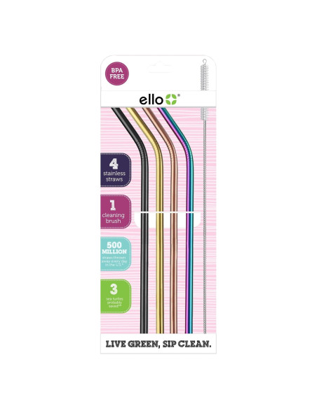 Pajitas de Acero Inoxidable Ello Impact Reutilizables 4 Pzas Pajitas de Acero Inoxidable Ello Impact Reutilizables 4 Pzas