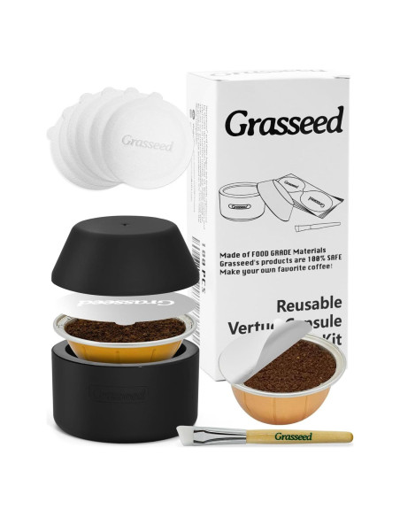 Kit de Cápsulas Reutilizables Grasseed para Vertuo con 50 Sellos Kit de Cápsulas Reutilizables Grasseed para Vertuo con 50 Sellos
