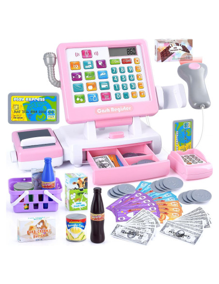 Caja Registradora Juguete PLAY Rosa con Calculadora y Accesorios Caja Registradora Juguete PLAY Rosa con Calculadora y Accesorios