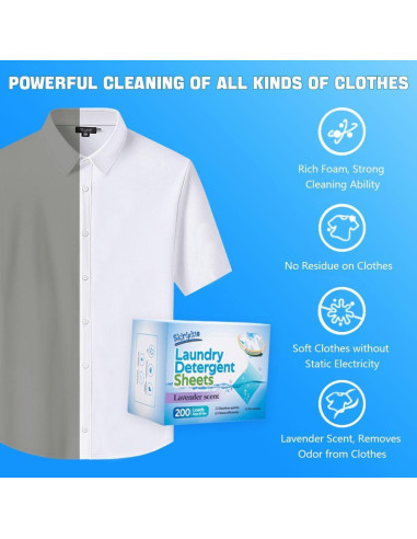 Hojas de Detergente Ecológicas Skirifine - 100 Hojas de Lavanda