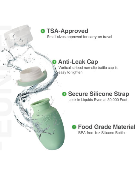 Botellas de Viaje Silicona 1oz FEUNLEM Aprobadas por TSA - 4 Piezas Botellas de Viaje Silicona 1oz FEUNLEM Aprobadas por TSA - 4 Piezas