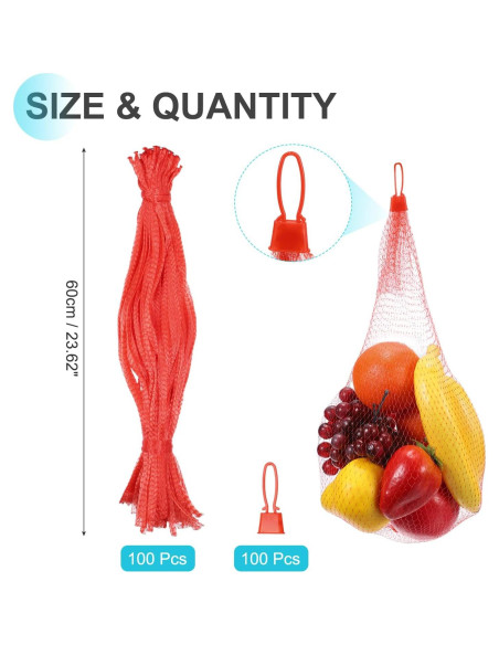 Bolsas de Malla Reutilizables uxcell 60cm 100 Pcs Rojo Bolsas de Malla Reutilizables uxcell 60cm 100 Pcs Rojo