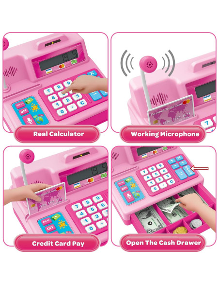 Caja Registradora de Juguete Rosa BAODLON - 103 Piezas Caja Registradora de Juguete Rosa BAODLON - 103 Piezas